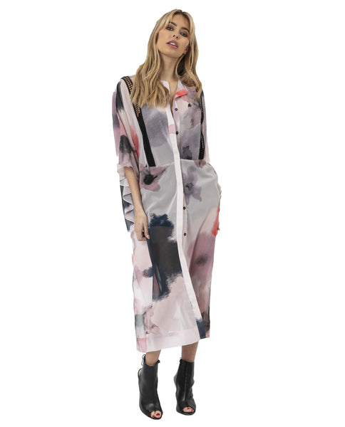 Religion Floral Maxi Dress With Front Button Detail