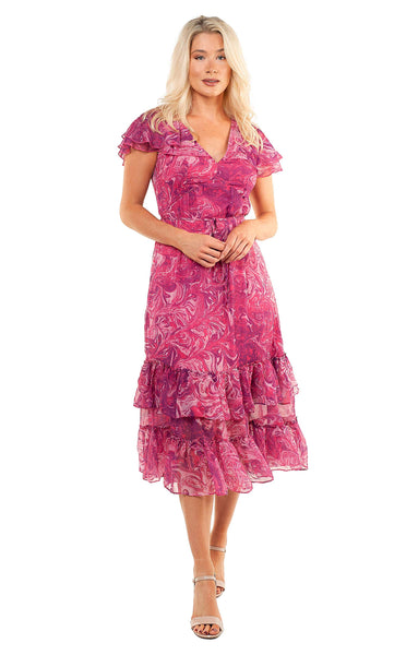 French Connection Very Berry Endra Crinkle Printed Dress