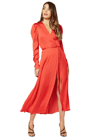 Bardot Fire Red Alivia Wrap Dress