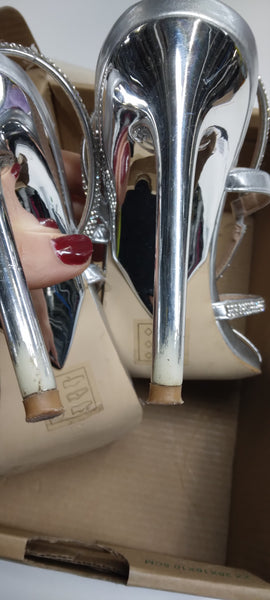 Schuh Shauna Embellished High Heels in Silver