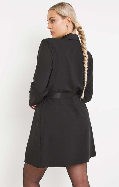 Simply Be Mini Black Blazer Dress with Satin Lapels