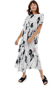 ASOS WHITE block floral ruched maxi dres