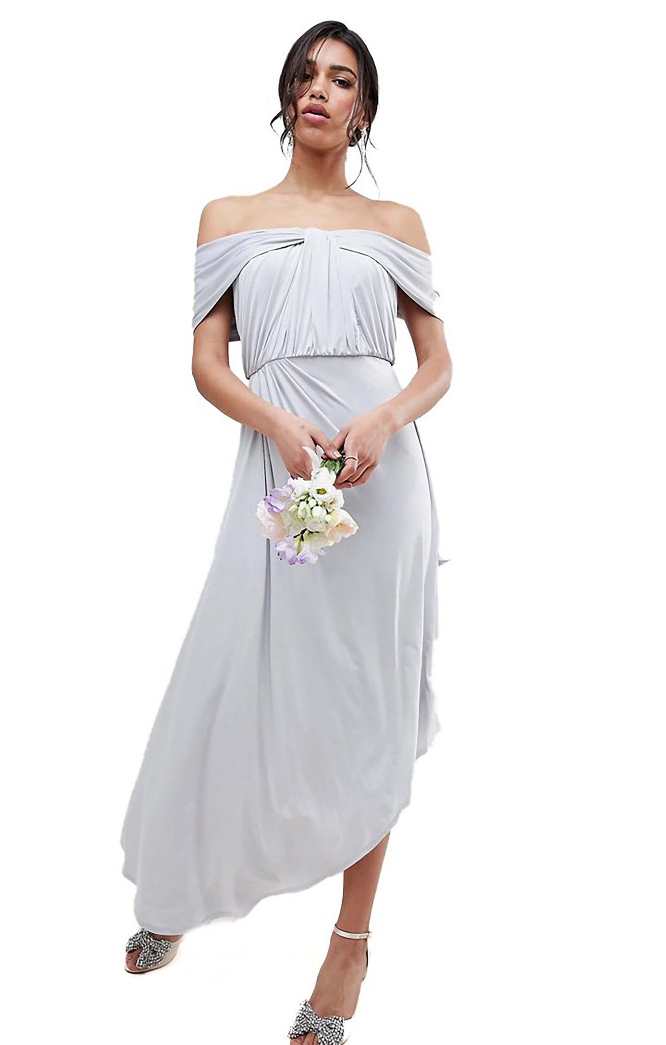 ASOS DESIGN BRIDESMAID KNOT FRONT MAXI DRESS UK 12