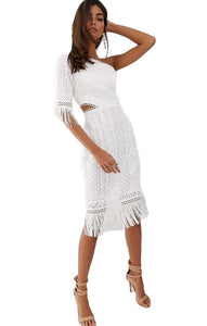 ASOS DESIGN One Shoulder Midi Dress in Lace