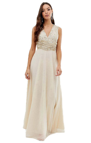 ASOS DESIGN Maxi Dress with Pearl and Sequin Embellishment UK 12