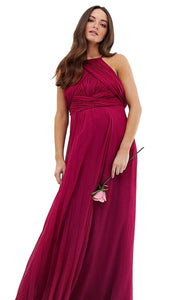 ASOS DESIGN Deep Pink Maternity Bridesmaid Pinny Maxi Dress