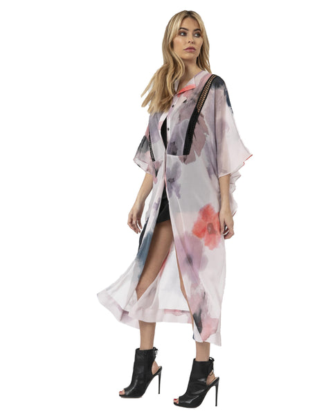 Religion Floral Maxi Dress With Front Button Detail