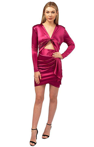 Pink Satin Mini Dress With Cut Out Front UK 10