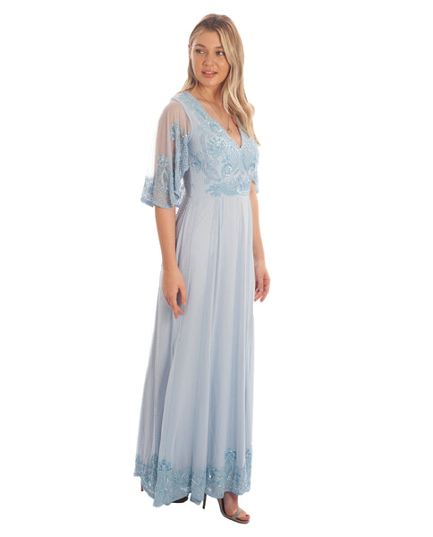 Frock & Frill Baby Blue Sequin Maxi Dress