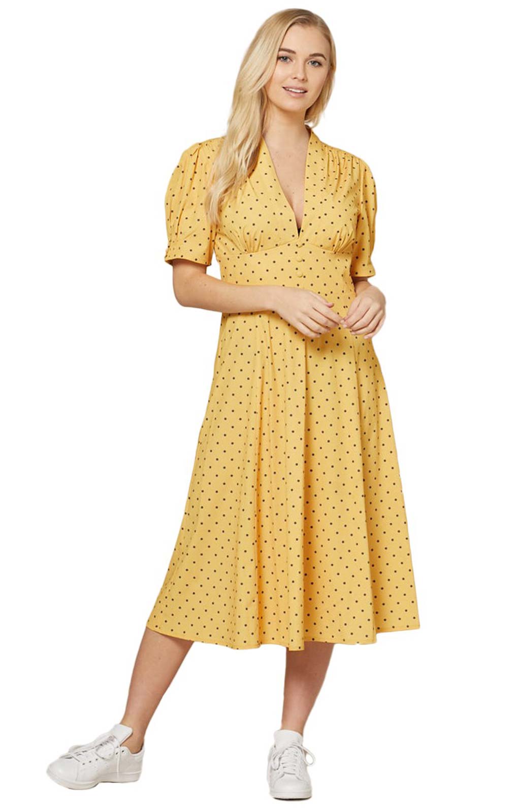 Timeless London Curve Yellow Polka Dot Dress
