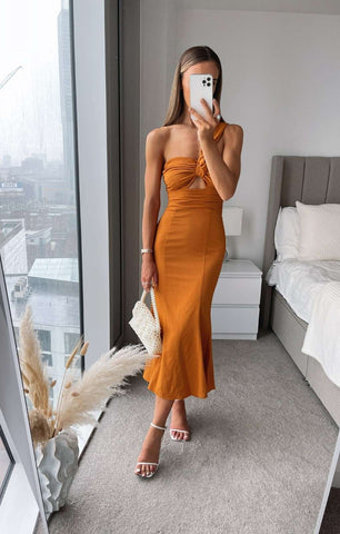 Finders Keepers Terracotta Jacques Midi Dress