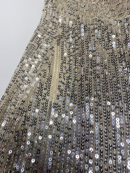 Lavish Alice Stretch Sequin Cowl Neck Midi Dress In Silver UK 10
