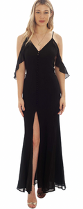 Jarlo Cami Strap Black Maxi Dress With Frill Detail UK 8