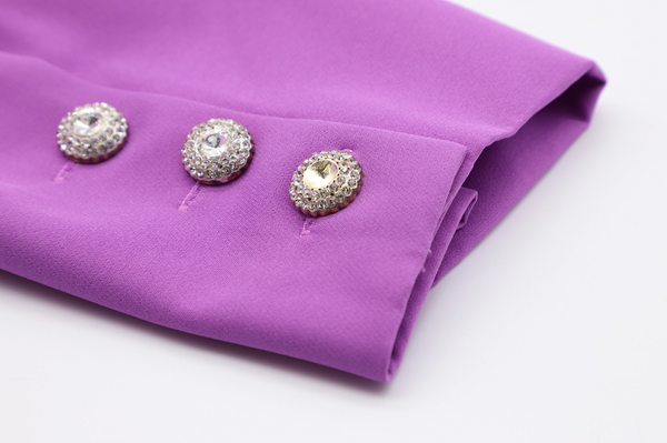 Lavish Alice Purple Balloon Sleeve Blazer And Corset Waist Trousers UK 12