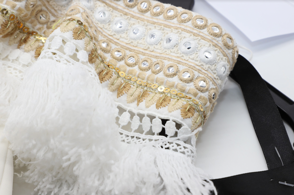 Prem The Label Makeda White Frill Mini Dress UK 8