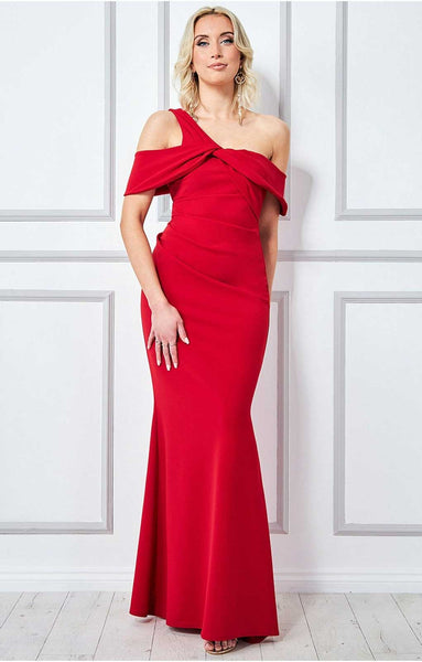 Red One Shoulder Knot Maxi