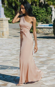 Lipsy Pink One Shoulder Knot Front Maxi UK 10